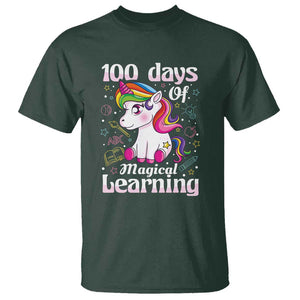 100th Day of School Unicorn T Shirt Girls 100 Days Celebration TS01 Dark Forest Green Print Your Wear