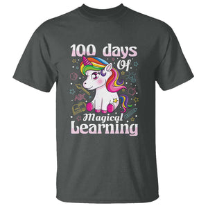 100th Day of School Unicorn T Shirt Girls 100 Days Celebration TS01 Dark Heather Print Your Wear