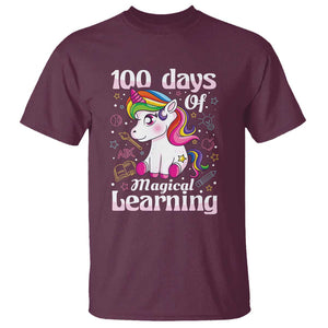 100th Day of School Unicorn T Shirt Girls 100 Days Celebration TS01 Maroon Print Your Wear