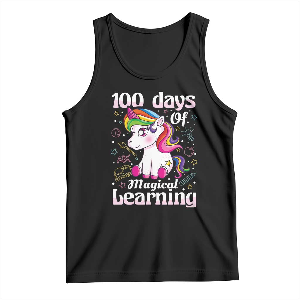 Magical Unicorn 100th Day of School Tank Top Cute Girls Celebration Gift TS01 Black Print Your Wear