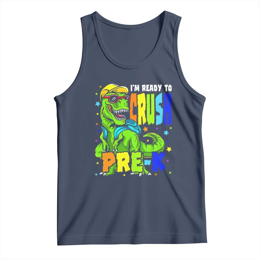 I am Ready To Crush Pre-K Dinosaur Tank Top Cool First Day of School Boy TS01 Navy Print Your Wear
