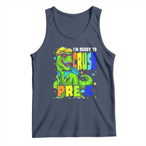 I am Ready To Crush Pre-K Dinosaur Tank Top Cool First Day of School Boy TS01 Navy Print Your Wear
