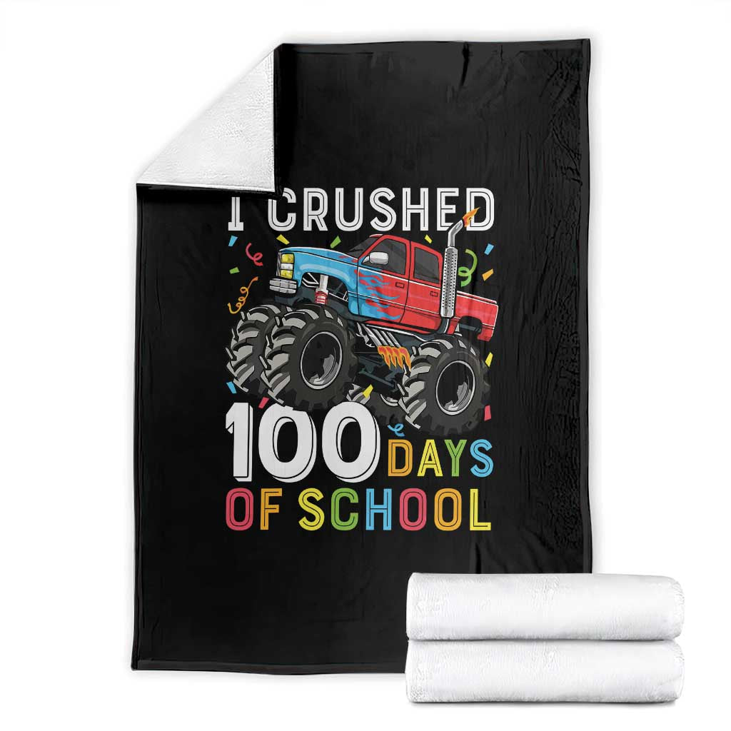100 Days of School Monster Truck Throw Blanket Boys Crushing 100th Day Milestone TS01 Black Print Your Wear