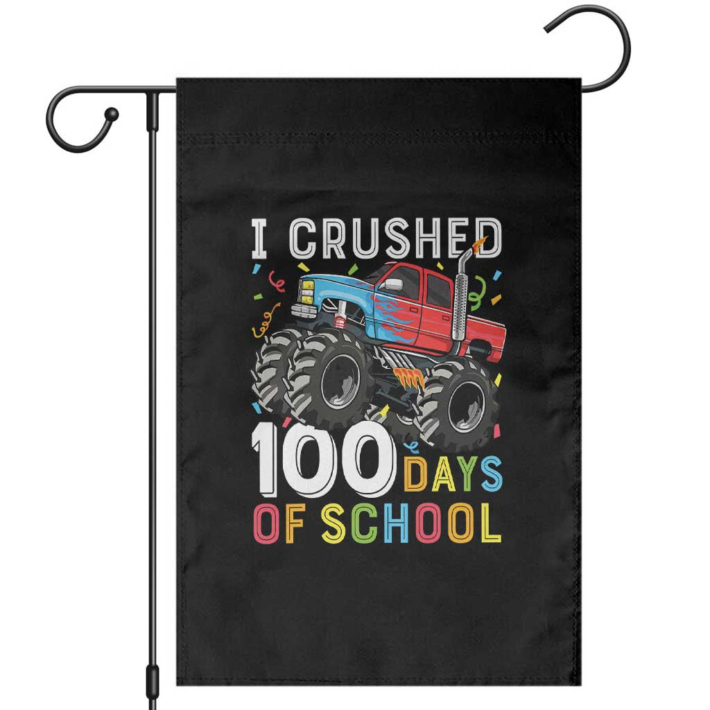 100 Days of School Monster Truck Garden Flag Boys Crushing 100th Day Milestone TS01 Black Print Your Wear