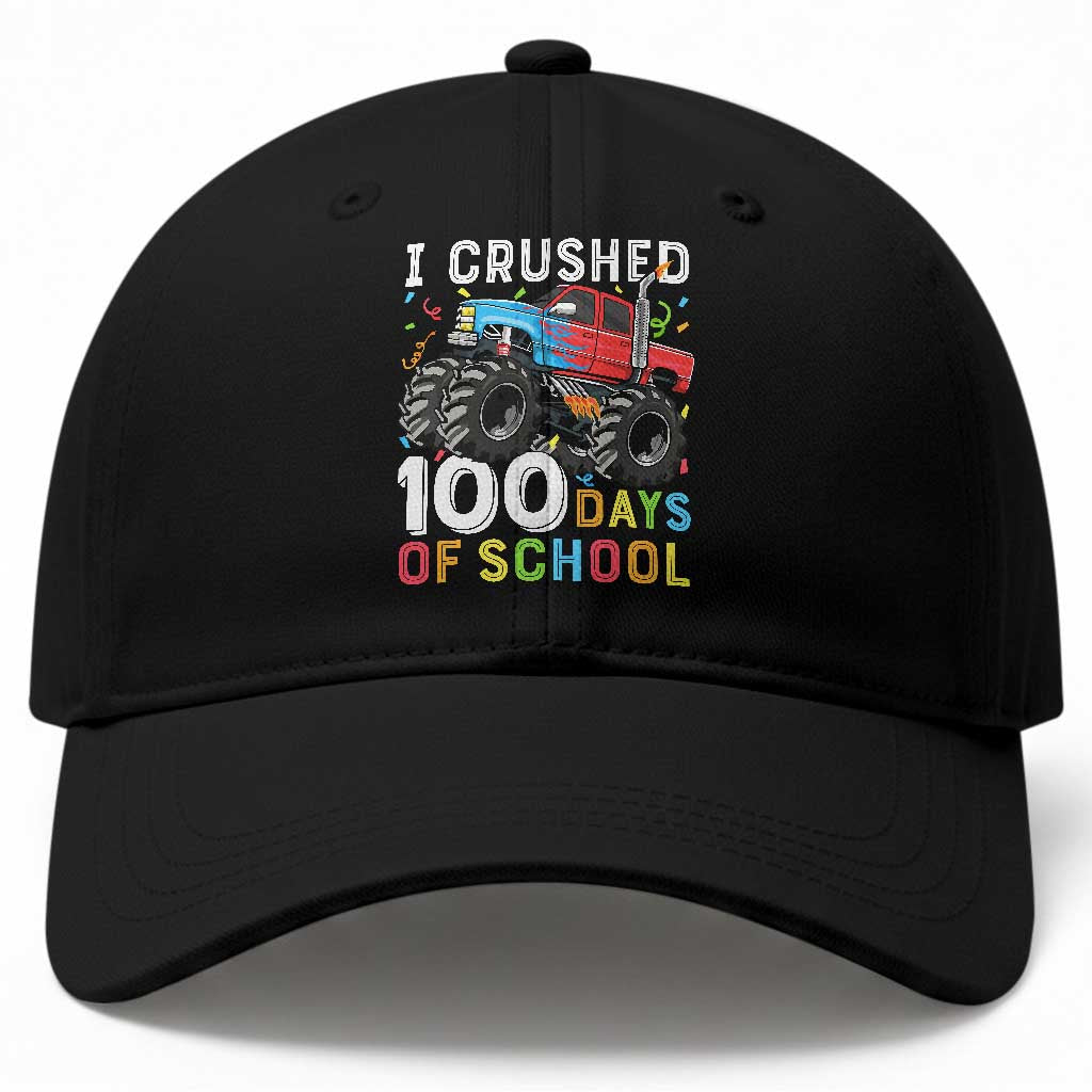 100 Days of School Monster Truck Baseball Cap Boys Crushing 100th Day Milestone TS01 Print Your Wear