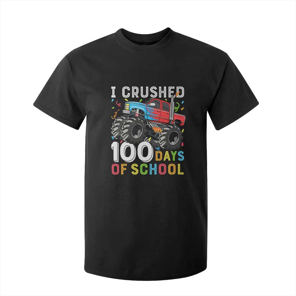 100 Days of School Monster Truck T Shirt For Kid Boys Crushing 100th Day Milestone TS01 Black Print Your Wear