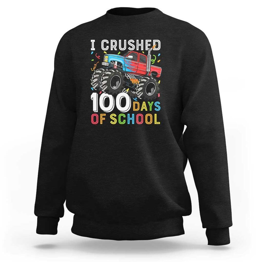 100 Days of School Monster Truck Sweatshirt Boys 100th Day Celebration TS01 Black Print Your Wear