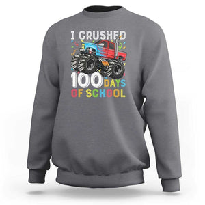 100 Days of School Monster Truck Sweatshirt Boys 100th Day Celebration TS01 Charcoal Print Your Wear