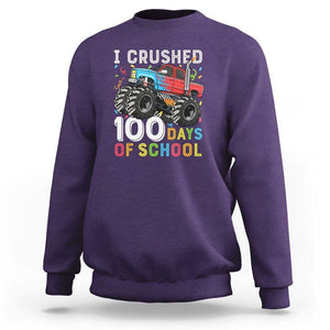 100 Days of School Monster Truck Sweatshirt Boys 100th Day Celebration TS01 Purple Print Your Wear