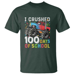 100 Days of School Monster Truck T Shirt Boys 100th Day Celebration TS01 Dark Forest Green Print Your Wear