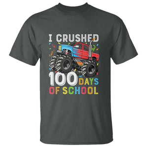 100 Days of School Monster Truck T Shirt Boys 100th Day Celebration TS01 Dark Heather Print Your Wear