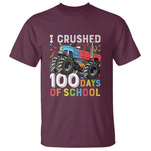 100 Days of School Monster Truck T Shirt Boys 100th Day Celebration TS01 Maroon Print Your Wear