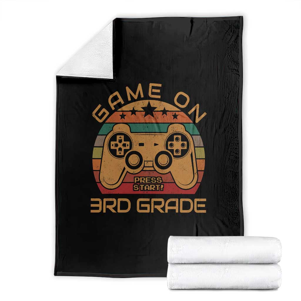 Game On First Day of 3rd Grade Throw Blanket Funny Gamer Back to School Kids Gift TS01 Black Print Your Wear