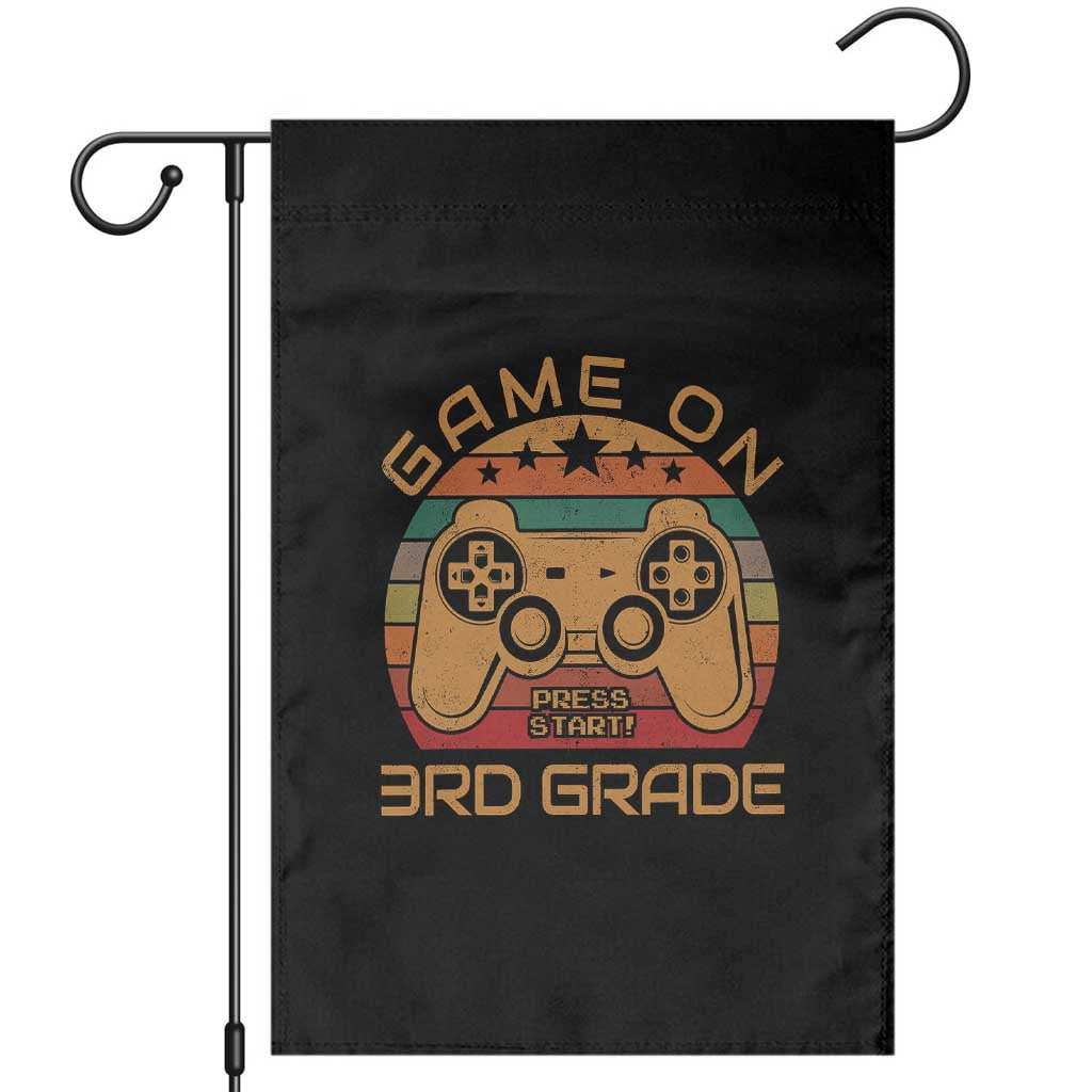 Game On First Day of 3rd Grade Garden Flag Funny Gamer Back to School Kids Gift TS01 Black Print Your Wear