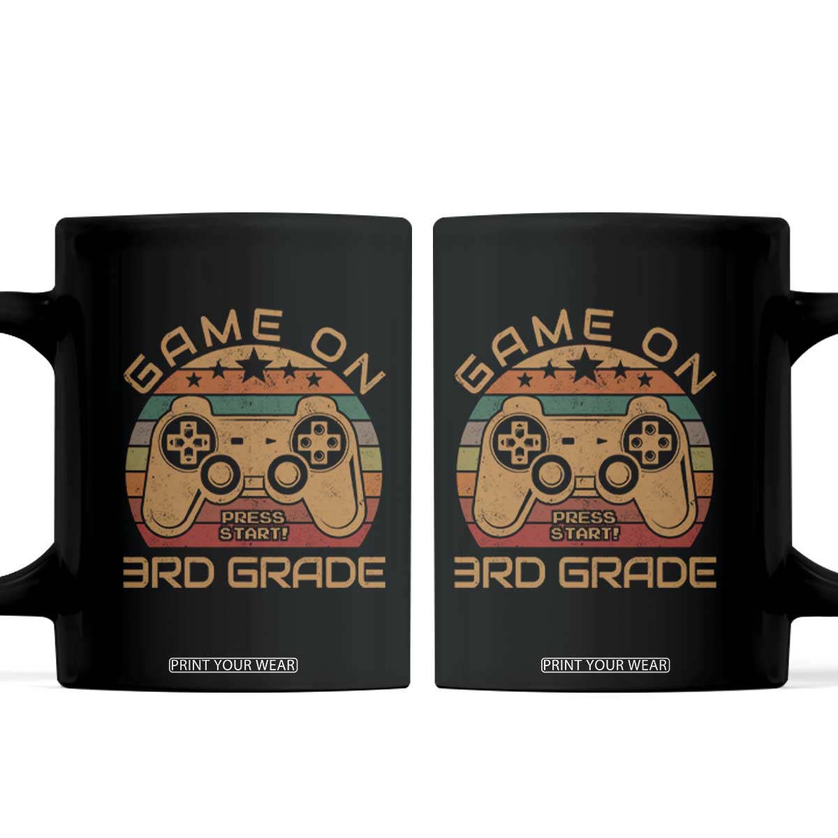 Game On First Day of 3rd Grade Coffee Mug Funny Gamer Back to School Kids Gift TS01 Black Print Your Wear