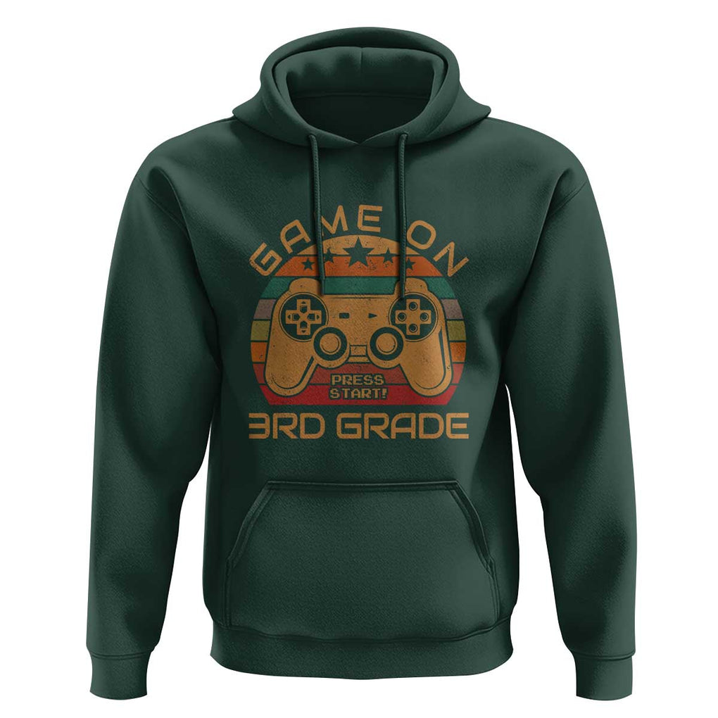 First Day of 3rd Grade Hoodie Game On Gamer Back to School Gift TS01 Dark Forest Green Print Your Wear