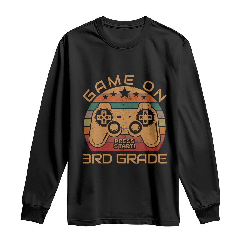 Game On First Day of 3rd Grade Long Sleeve Shirt Funny Gamer Back to School Kids Gift TS01 Black Print Your Wear