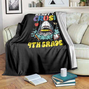 Shark Ready To Crush 4th Grade Throw Blanket Cool Boys First Day of School Gift TS01 Print Your Wear