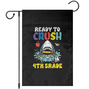 Shark Ready To Crush 4th Grade Garden Flag Cool Boys First Day of School Gift TS01 Black Print Your Wear
