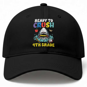 Shark Ready To Crush 4th Grade Baseball Cap Cool Boys First Day of School Gift TS01 Print Your Wear