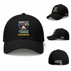 Shark Ready To Crush 4th Grade Baseball Cap Cool Boys First Day of School Gift TS01 Baseball Cap Universal Fit Black Print Your Wear