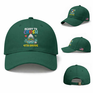 Shark Ready To Crush 4th Grade Baseball Cap Cool Boys First Day of School Gift TS01 Baseball Cap Universal Fit Irish Green Print Your Wear