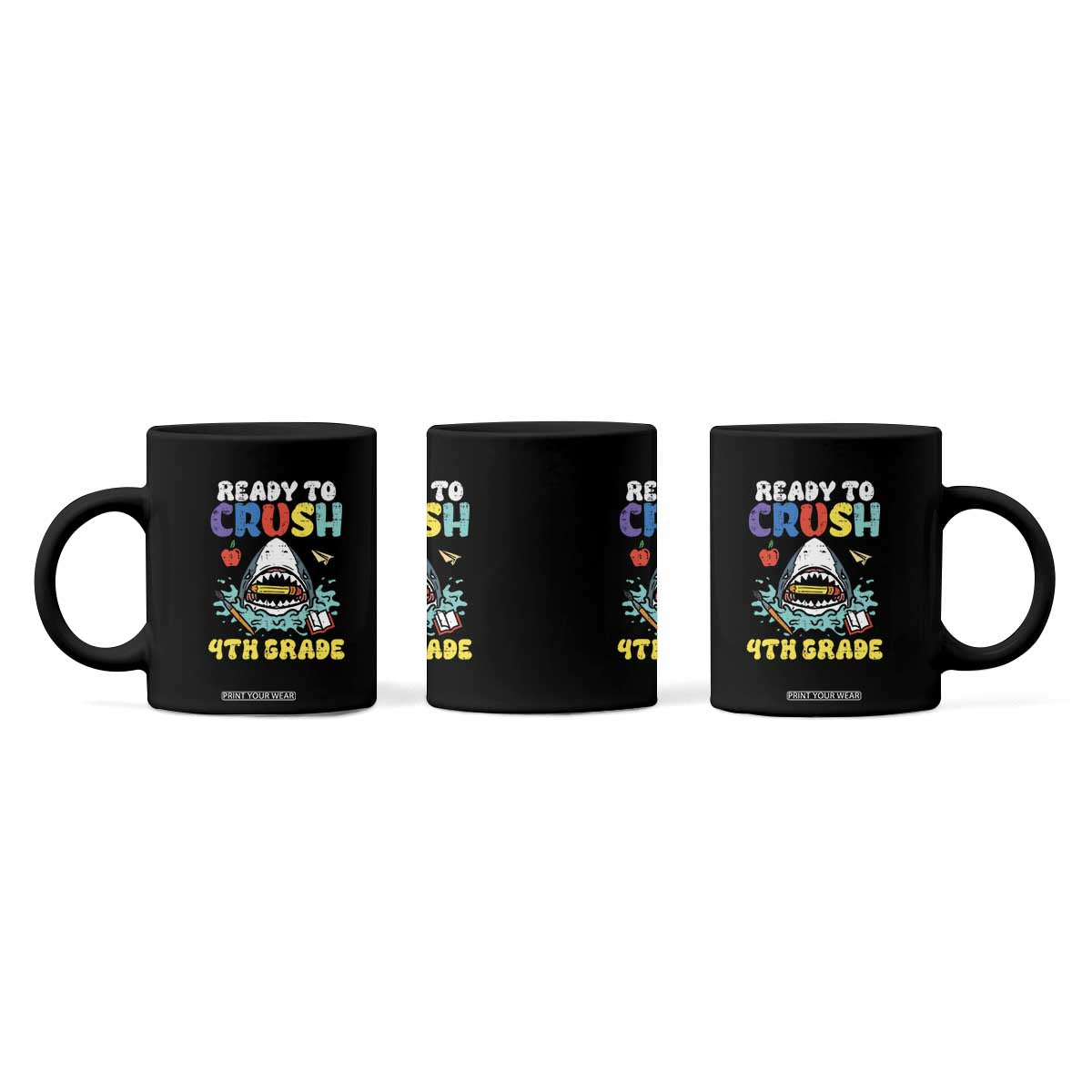 Shark Ready To Crush 4th Grade Coffee Mug Cool Boys First Day of School Gift TS01 Print Your Wear