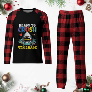 Shark Ready To Crush 4th Grade Plaid Pajama Set Cool Boys First Day of School Gift TS01 Buffalo Plaid Print Your Wear