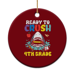 Shark Ready To Crush 4th Grade Ceramic Ornament Cool Boys First Day of School Gift TS01 1pc Red Print Your Wear