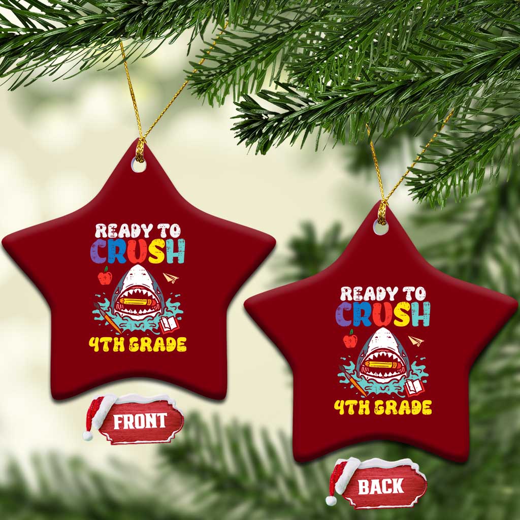 Shark Ready To Crush 4th Grade Ceramic Ornament Cool Boys First Day of School Gift TS01 Print Your Wear