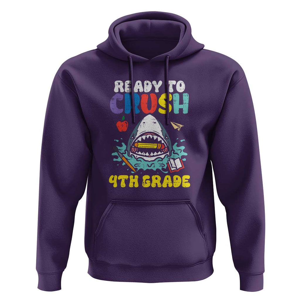 Shark Ready To Crush 4th Grade Hoodie First Day of School TS01 Purple Print Your Wear