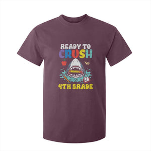 Shark Ready To Crush 4th Grade T Shirt For Kid Cool Boys First Day of School Gift TS01 Maroon Print Your Wear