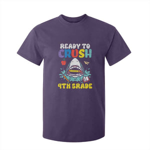 Shark Ready To Crush 4th Grade T Shirt For Kid Cool Boys First Day of School Gift TS01 Purple Print Your Wear