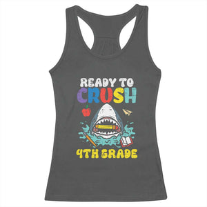 Shark Ready To Crush 4th Grade Racerback Tank Top Cool Boys First Day of School Gift TS01 Dark Heather Print Your Wear