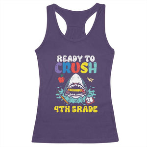 Shark Ready To Crush 4th Grade Racerback Tank Top Cool Boys First Day of School Gift TS01 Purple Print Your Wear