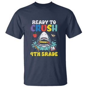 Shark Ready To Crush 4th Grade T Shirt First Day of School TS01 Navy Print Your Wear