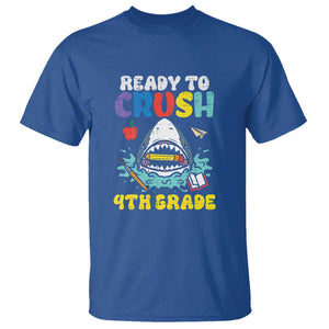 Shark Ready To Crush 4th Grade T Shirt First Day of School TS01 Royal Blue Print Your Wear