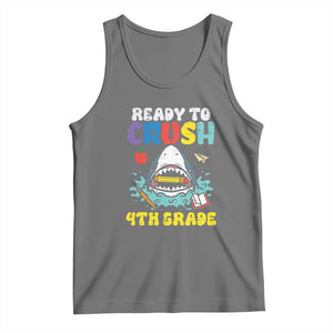 Shark Ready To Crush 4th Grade Tank Top Cool Boys First Day of School Gift TS01 Black Heather Print Your Wear