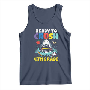 Shark Ready To Crush 4th Grade Tank Top Cool Boys First Day of School Gift TS01 Navy Print Your Wear
