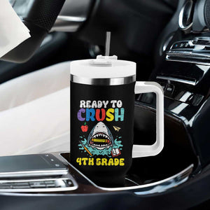 Shark Ready To Crush 4th Grade Tumbler With Handle Cool Boys First Day of School Gift TS01 Print Your Wear