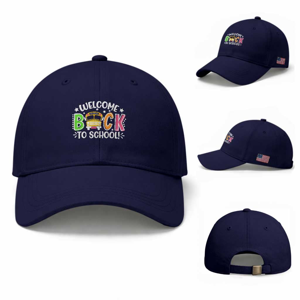Welcome Back to School Bus Driver Baseball Cap First Day for School Gifts TS01 Baseball Cap Universal Fit Dark Blue Print Your Wear