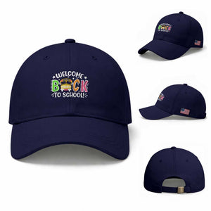 Welcome Back to School Bus Driver Baseball Cap First Day for School Gifts TS01 Baseball Cap Universal Fit Dark Blue Print Your Wear