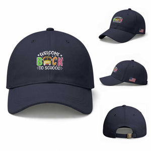 Welcome Back to School Bus Driver Baseball Cap First Day for School Gifts TS01 Baseball Cap Universal Fit Navy Print Your Wear