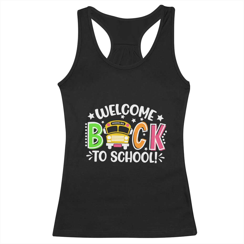 Welcome Back to School Bus Driver Racerback Tank Top First Day for School Gifts TS01 Black Print Your Wear