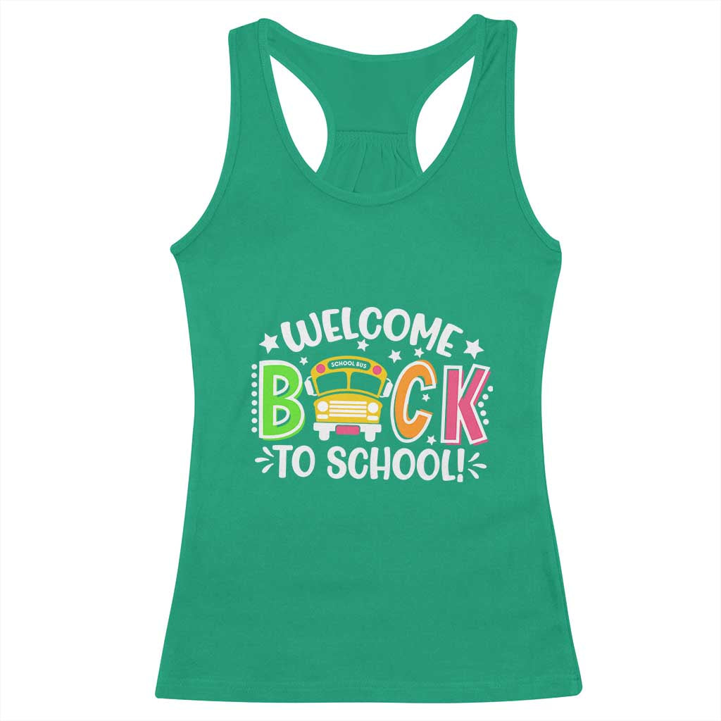 Welcome Back to School Bus Driver Racerback Tank Top First Day for School Gifts TS01 Irish Green Print Your Wear