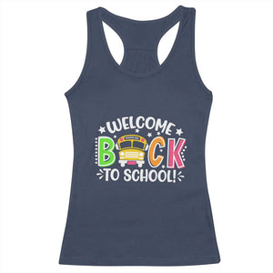 Welcome Back to School Bus Driver Racerback Tank Top First Day for School Gifts TS01 Navy Print Your Wear