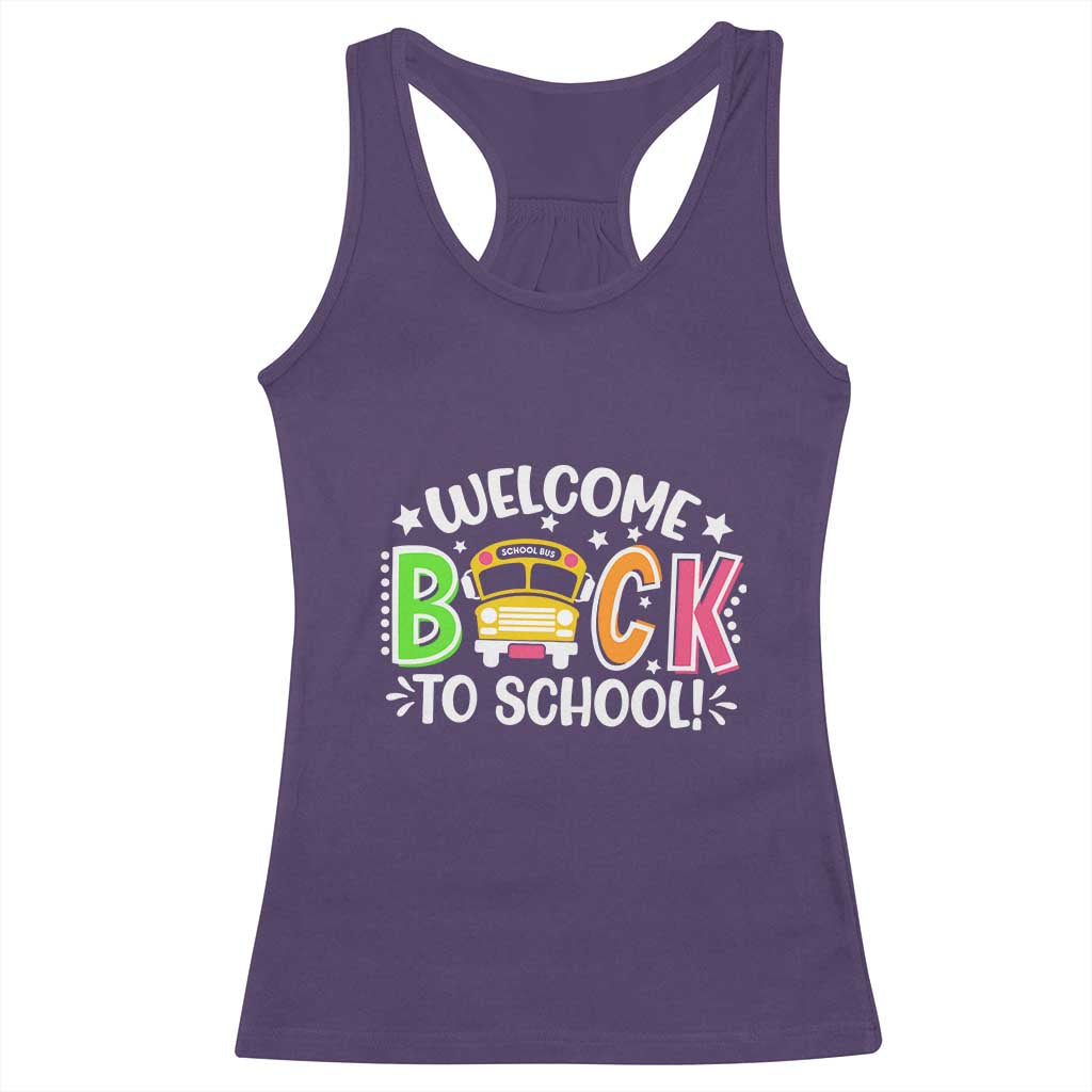 Welcome Back to School Bus Driver Racerback Tank Top First Day for School Gifts TS01 Purple Print Your Wear