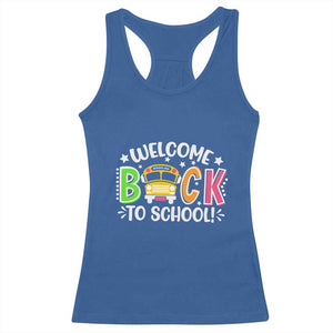 Welcome Back to School Bus Driver Racerback Tank Top First Day for School Gifts TS01 Royal Blue Print Your Wear