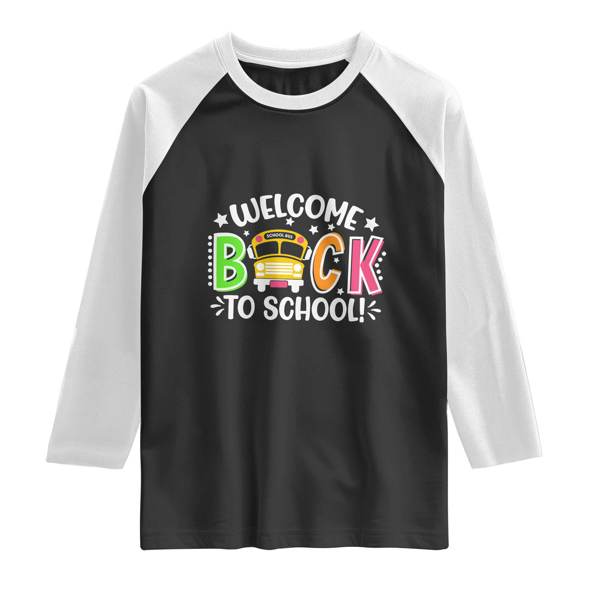 Welcome Back to School Bus Driver Raglan Shirt First Day for School Gifts TS01 Black White Print Your Wear