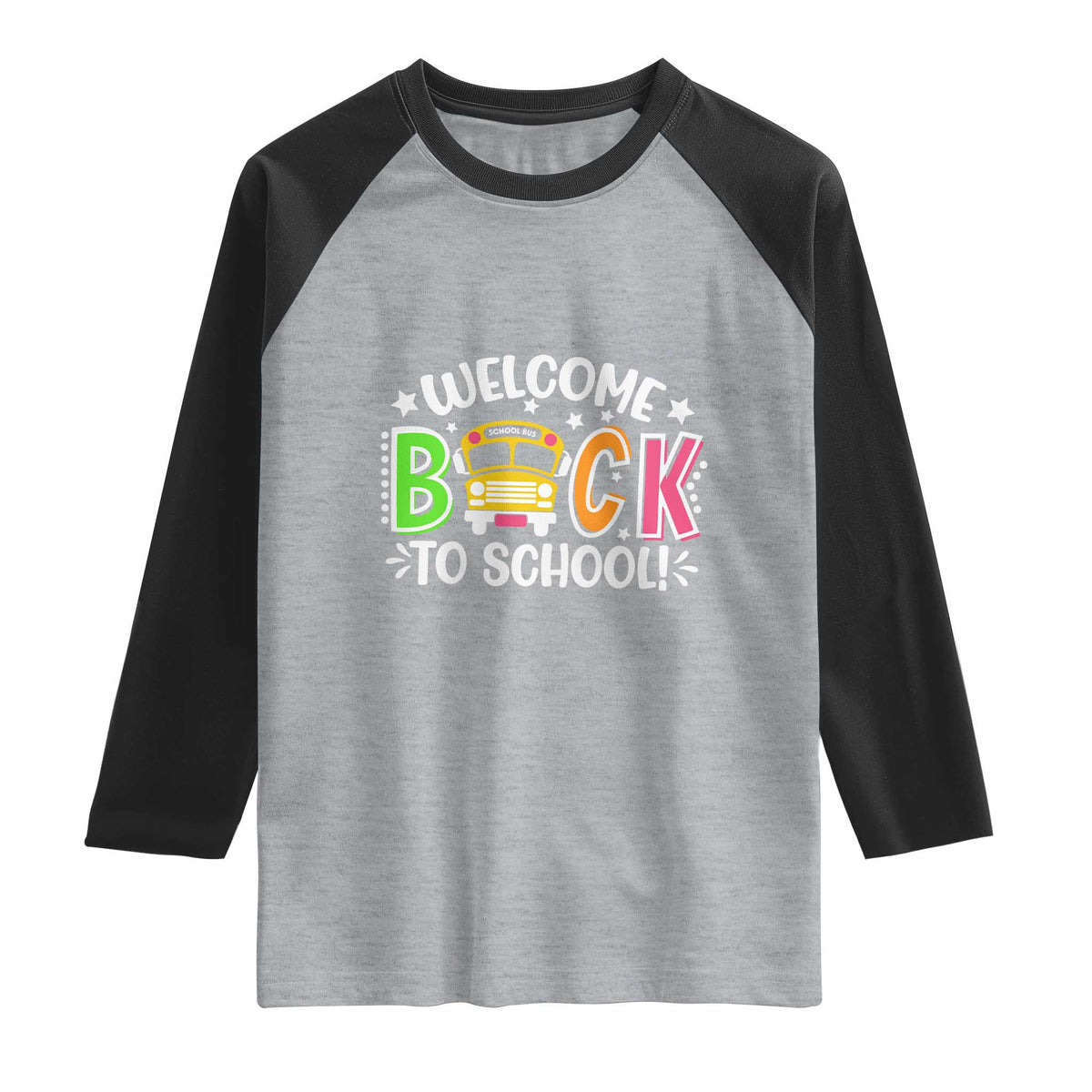 Welcome Back to School Bus Driver Raglan Shirt First Day for School Gifts TS01 Heather Gray Black Print Your Wear